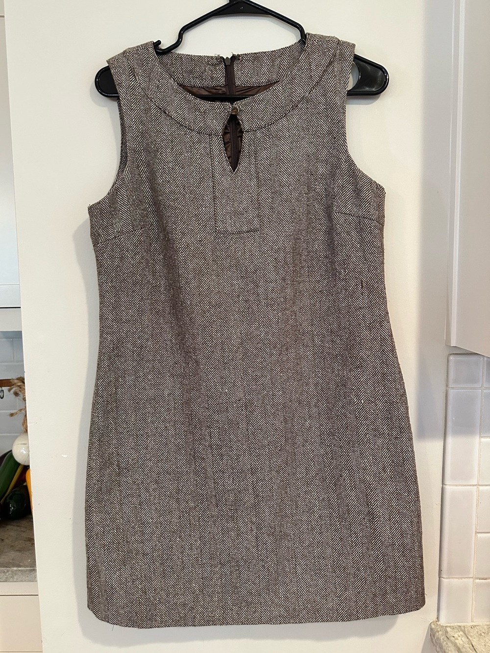 Tulle Brown Herringbone Sleeveless Mini Dress